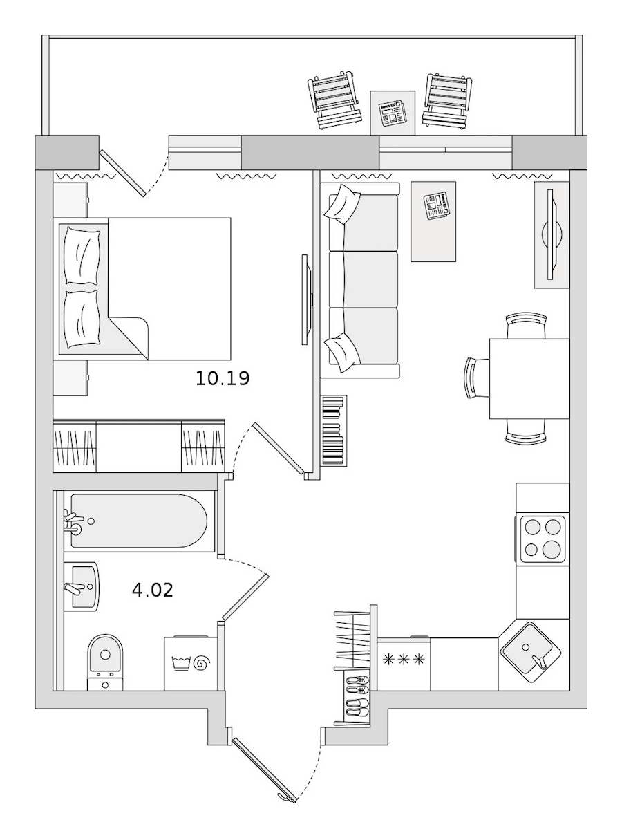 1-комнатная квартира 33.63 м², 13/17 эт., ЖК «Новые горизонты 2»